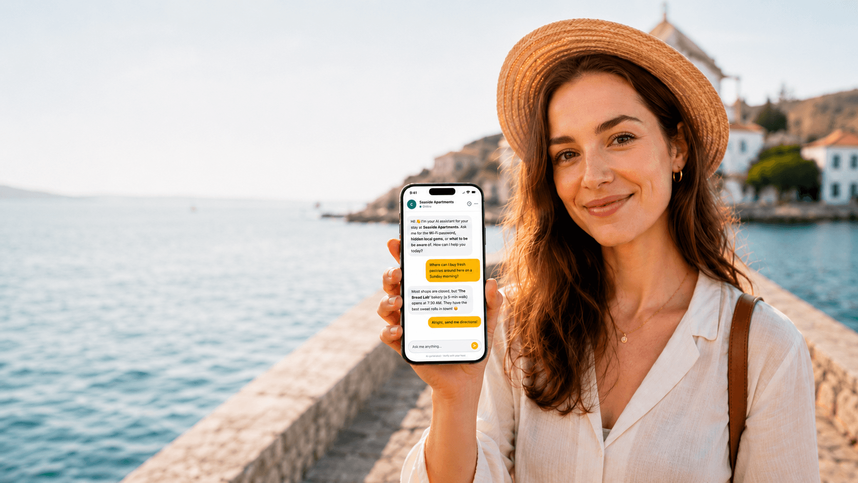 Host using the Genius Loci AI guide on their phone